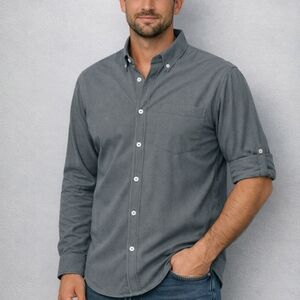 The North Face Men’s Gray Checkered Button-Up Shirt XL Roll Tab Sleeve